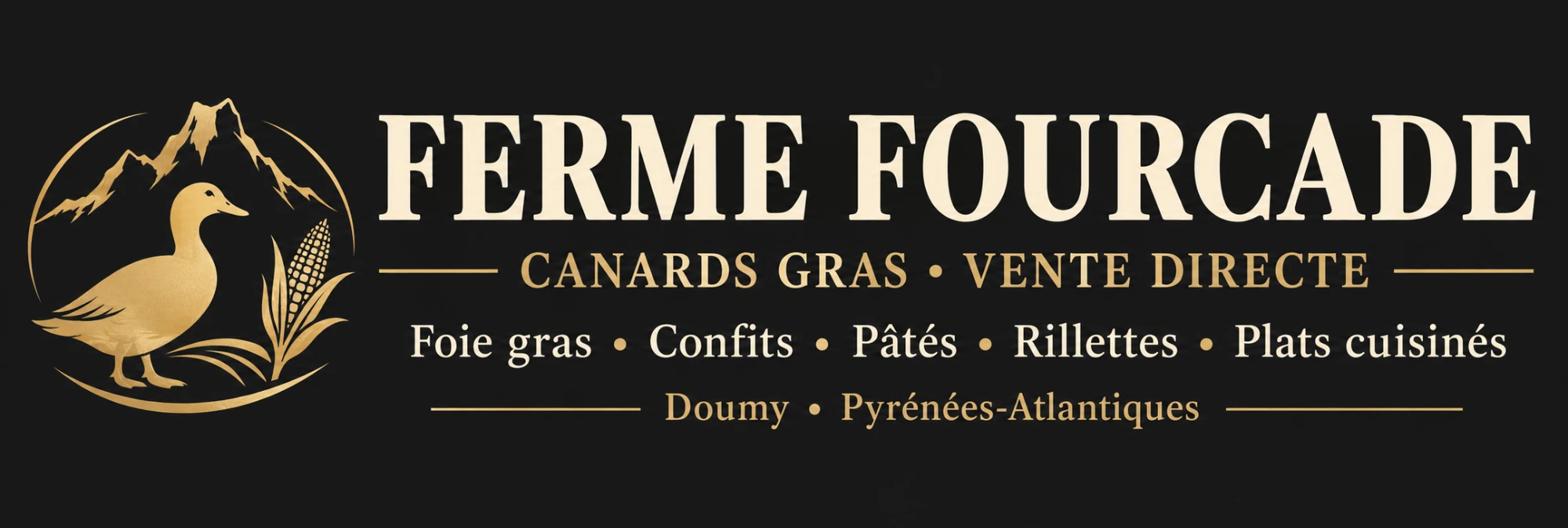 Ferme Fourcade — Canards gras, vente directe. Foie gras, confits, pâtés, rillettes, plats cuisinés. Doumy, Pyrénées-Atlantiques.